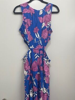 Mango Blue Maxi Dress Pink White Floral Boho Cottagecore